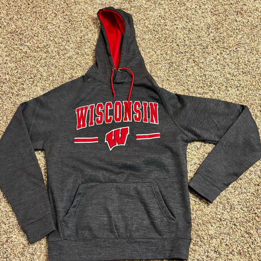~~WISCONSIN BADGERS BUCKY S EMBROIDERED VINTAGE UNIQUE HOODIE  BEST WISCONSIN BA